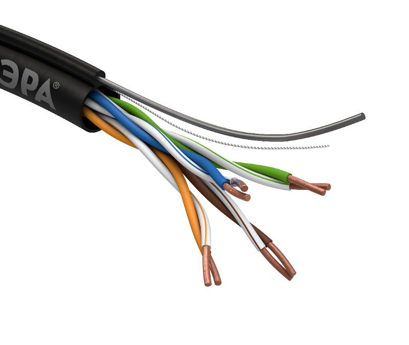 ЭРА Кабель витая пара U/UTP Cat5e 4x2x24 AWG CU PE + ТРОС OUTDOOR 305 м | Б0044432 | ЭРА — миниатюра 3