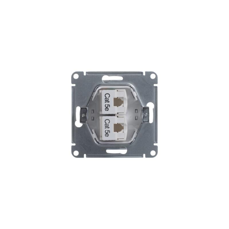 Glossa Белый Розетка 2-ая компьютерная RJ45+RJ45, кат.5E | GSL000185KK | SE — миниатюра 6