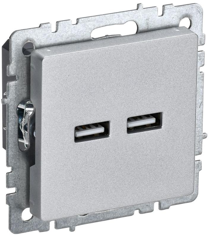 BRITE Розетка USB A+A 3,1А РЮ10-1-БрА алюминий | BR-U21-D31-K47 | IEK — IEK (ИЭК)