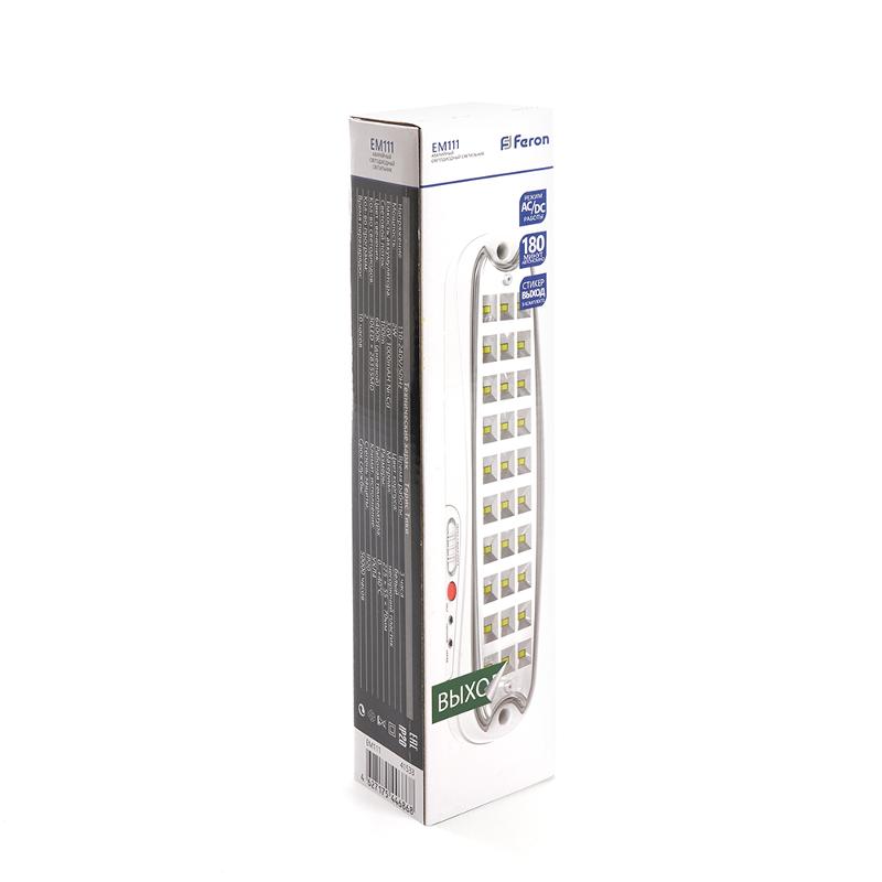 Светильник аварийный, 30 LED AC/DC, белый, EM111 с наклейкой ВЫХОД IP20 3 часа | 41533 | FERON — миниатюра 7