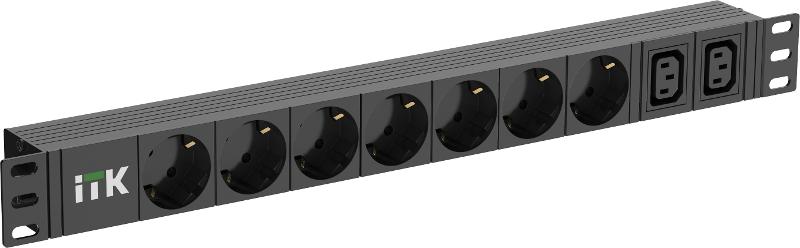 ITK PDU 7 розеток нем. ст. + 2 С13 1U каб. 2м нем. ст. | PH22-7D2C131-P | ITK — ITK