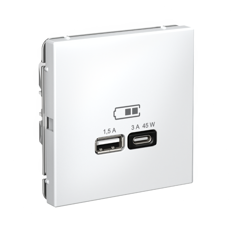 ArtGallery Белый Розетка USB A + тип-C 45Вт высокоскор.заряд. QC, PD, механизм | GAL000129 | SE — миниатюра 2