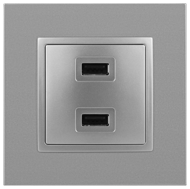 14-4110-03 Устройство зарядное USB, 230В/5В-2100мА, IP20, Эра Elegance, алюминий | Б0034360 | ЭРА — миниатюра 3