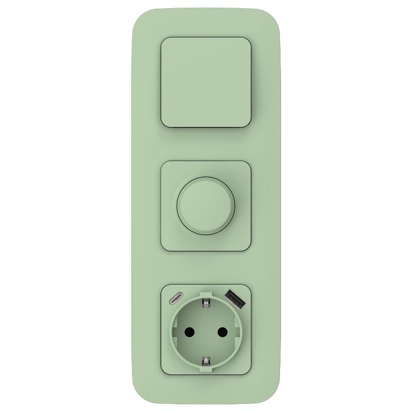 FLITE Розетка с заземлением со шторками 16А с USB A+C 20Вт быстрозажимные клеммы РСЮшс11-1-ФлФ фисташковый | FI-R14-16-1-U22-020-K93 | IEK — миниатюра 2