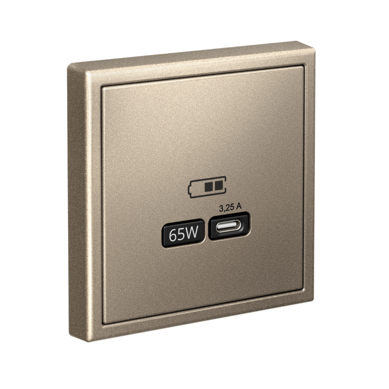 ArtGallery Шампань Розетка USB тип-С 65Вт высокоскор.заряд. QC, PD, механизм | GAL000527 | SE — миниатюра 11