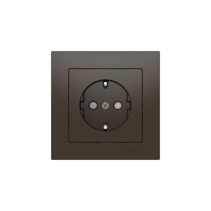AtlasDesign Мокко Розетка с заземлением со шторками, 16А, (в сборе с рамкой), быстрозажимные клеммы | ATN000644S | SE — миниатюра 5