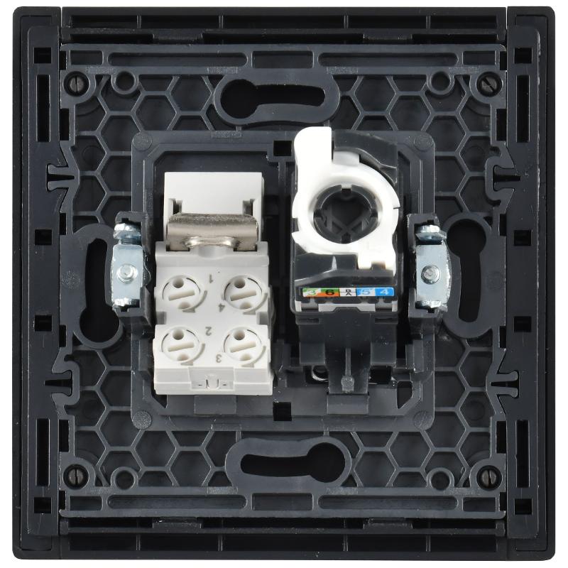 FORTE&PIANO Розетка двойная RJ11+RJ45 кат.5E FP135 черный | FP-KT20-O-1-K02 | IEK — миниатюра 3