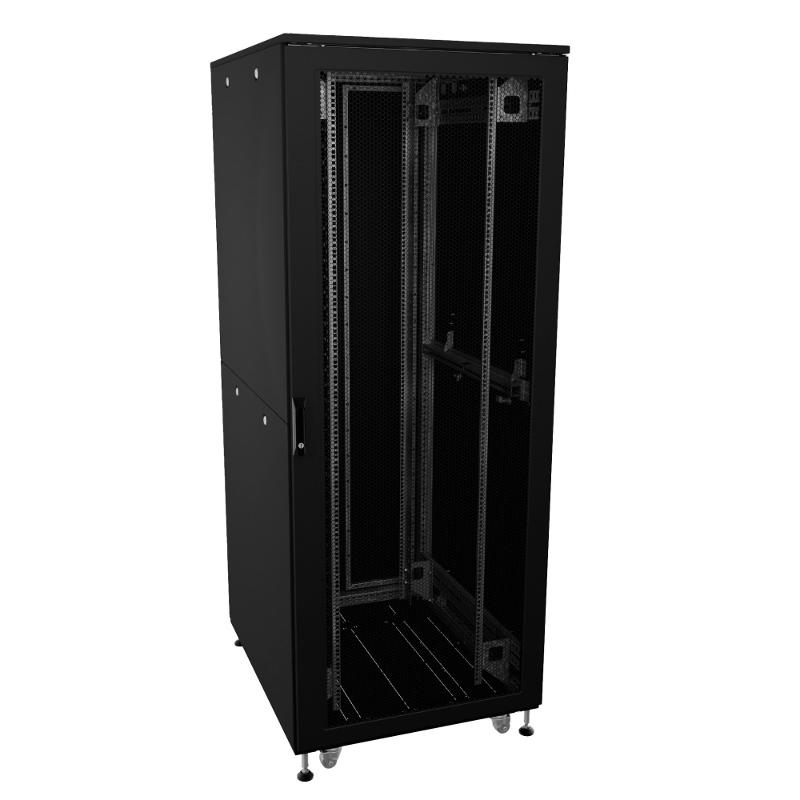 Шкаф напольный разобранный 19'' IT-CQE-N 24U 600x1000мм, крыша с вырубкой, дверь перф. и перф., один. бок. панели, RAL9005 | R5ITN24610FP1P1SB | DKC — DKC (ДКС)
