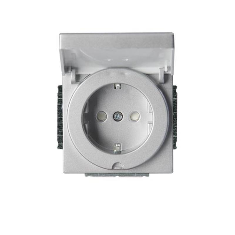 Розетка Shuko 16А 230В IP21/44 с крышкой, Impressivo, алюминий | 20EUCK-83  | 2TKA00000437 | ABB — ABB