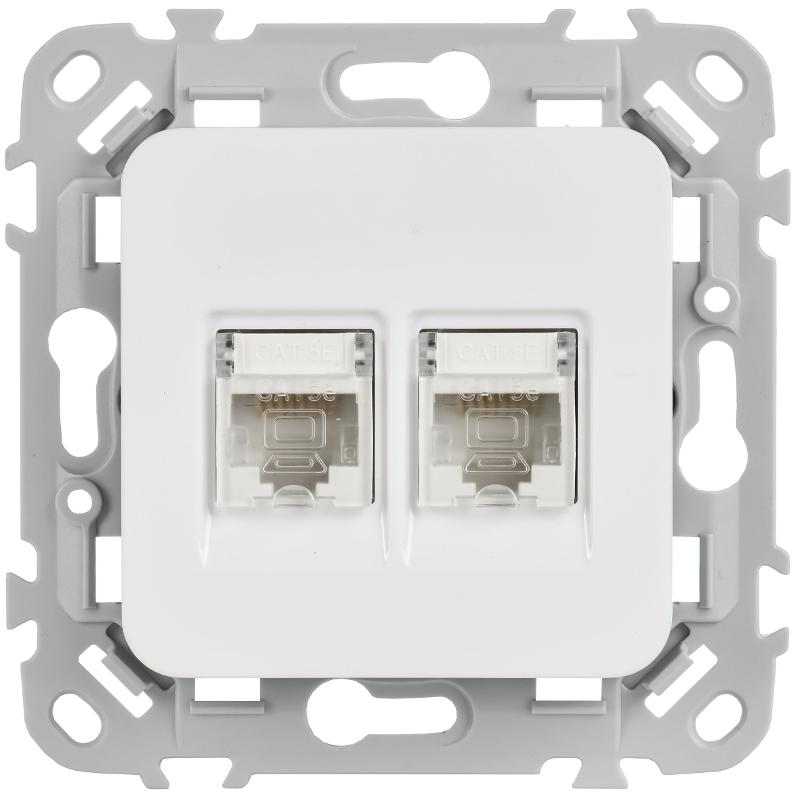 FLITE Розетка 2-ая компьютерная RJ45 кат.5Е UTP РК5е-2-0-ФлЖ жемчуг | FI-K22-1-K36 | IEK — миниатюра 2