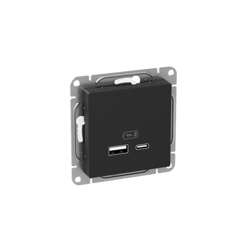 Механизм розетки USB-A+С, чёрный Эпика EKF | UP1-SOB-USBA+USBC | EKF — миниатюра 2