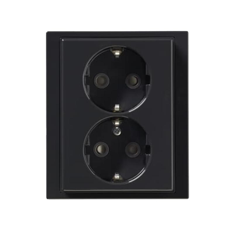 Розетка Double Shuko 16А 230В, c рамкой, Impressivo, антрацит | 302EUJ-81  | 2TKA000951G1 | ABB — ABB