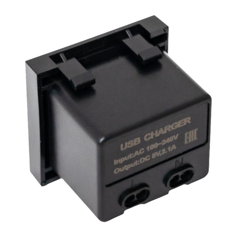 Розетка USB A+C, 2.1А, 2 гнезда, без индикатора, черная, матовая |E2MR2B-21USB-10-AC|EKF — миниатюра 7