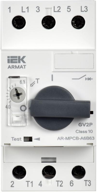 ARMAT Автоматический выключатель защиты двигателя A6 GV2P 4-6,3А | AR-MPCB-A6B63 | IEK — миниатюра 2