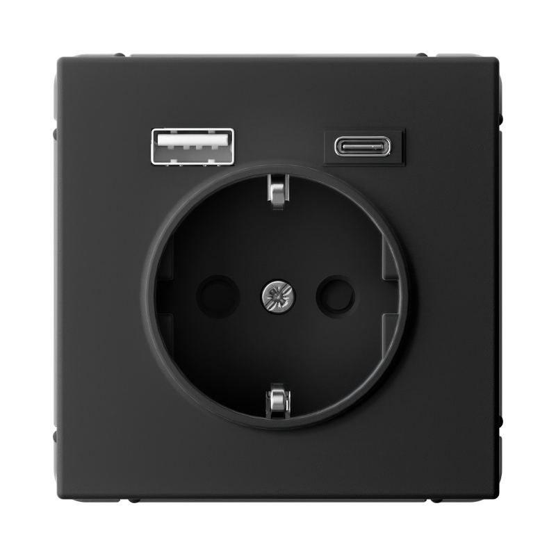 ArtGallery Карбон Розетка 16А с 2 USB A+C, 5В/2,4А/3,0А, 2х5В/1,5А, механизм | GAL001032 | SE — Systeme Electric