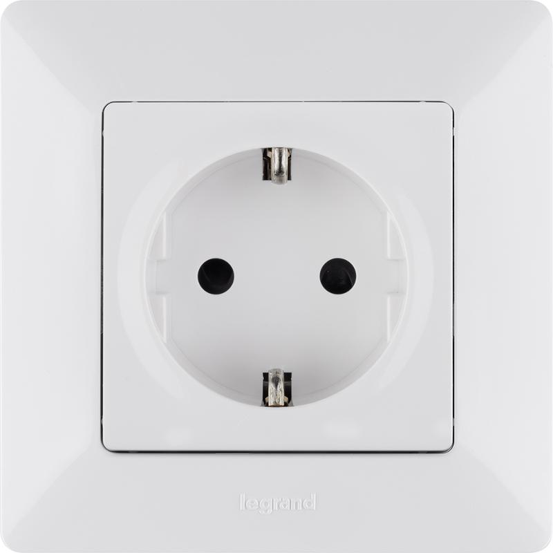 Valena LIFE DIY Белый Розетка 1-ая с/з, с защитными шторками, винт.зажим — миниатюра 3