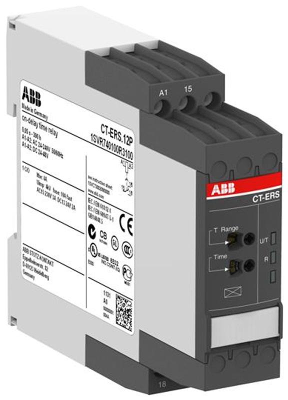 Реле времени CT-ERS.12P (задержка на включ.) 24-240B AC, 24-48B DC, 0.05c..300ч, 1ПК, пружинные клеммы | 1SVR740100R3100 | ABB — ABB