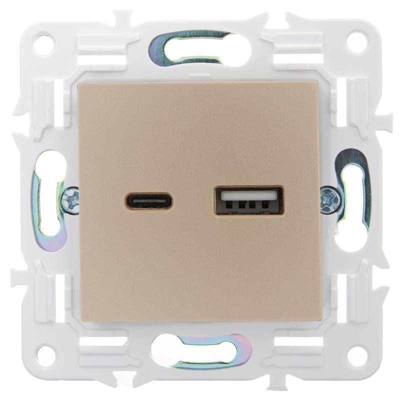 SKANDY Розетка USB A+C 3,1А SK-R14Sh шампань | SK-U22-D31-K37 | IEK — миниатюра 2