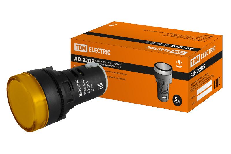 Лампа AD-22DS(LED)матрица d22мм желтый 36В AC/DC  | SQ0702-0025 | TDM — фото 1 | Sento