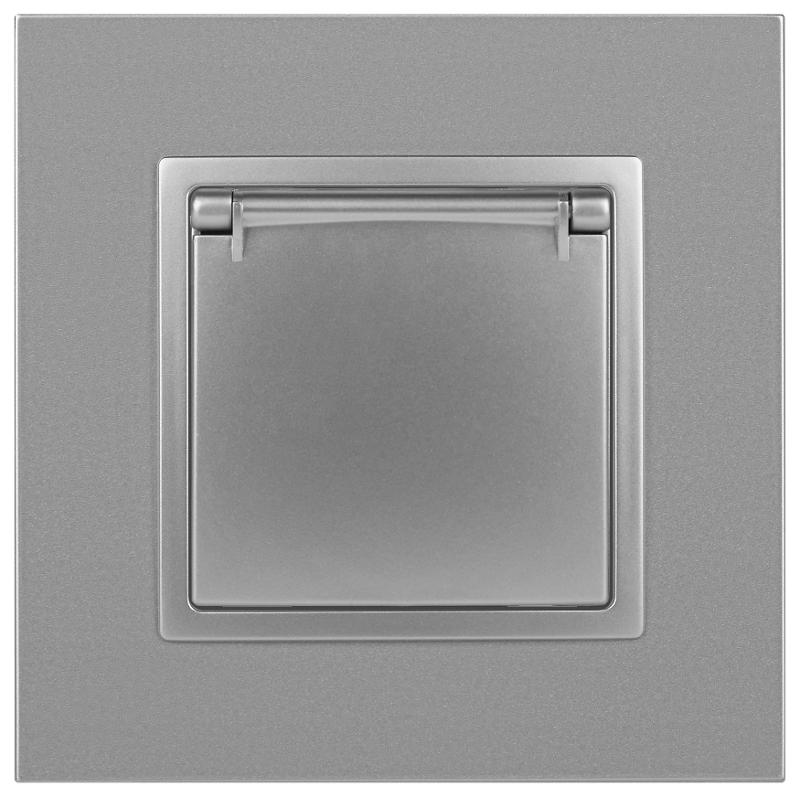 14-2103-03 Розетка с заземлением со шторками с крышкой, 16A-250В, IP20, Эра Elegance, алюминий | Б0034280 | ЭРА — миниатюра 4
