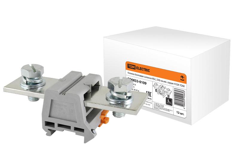 Клемма болтовая силовая КБС-240 кв.мм. серая 415А | SQ0833-0109 | TDM — TDM ELECTRIC