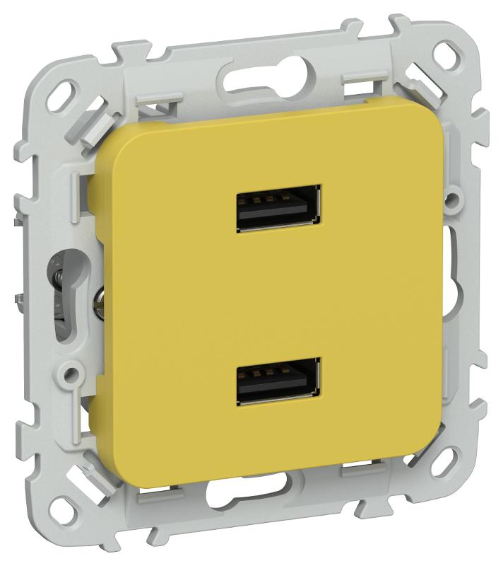 FLITE Розетка USB A+A 2,1А РЮ-2-ФлЖК желтый карри | FI-U21-D31-K44 | IEK — фото 1 | Sento