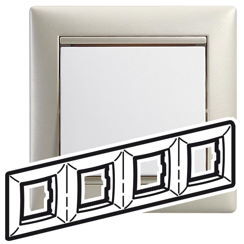 Valena Жемчужный Рамка 4-ая гориз | 770474 | Legrand — Legrand