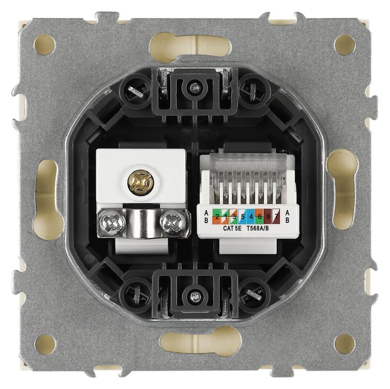 Розетка Galaxy 15-3110-04 комбинированная RJ45+TV IP20 шампань | Б0070782 | ЭРА — миниатюра 5