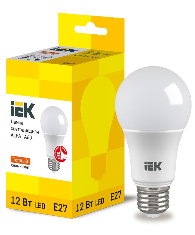 Лампа LED ALFA A60 груша 12Вт 230В 3000К E27 | LLA-A60-12-230-30-E27 | IEK — IEK (ИЭК)