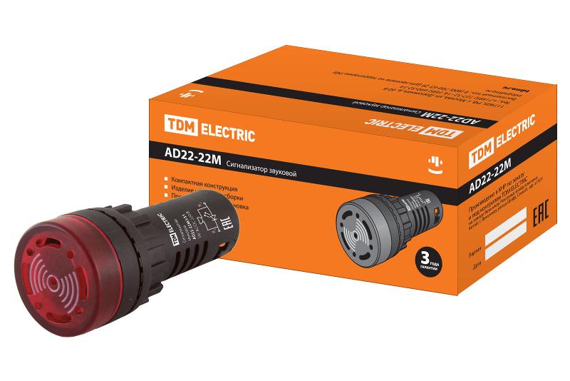 Сигнализатор звуковой AD22-22M/r31 d22 мм (LED) индикация 220В AC красный | SQ0746-0004 | TDM — TDM ELECTRIC