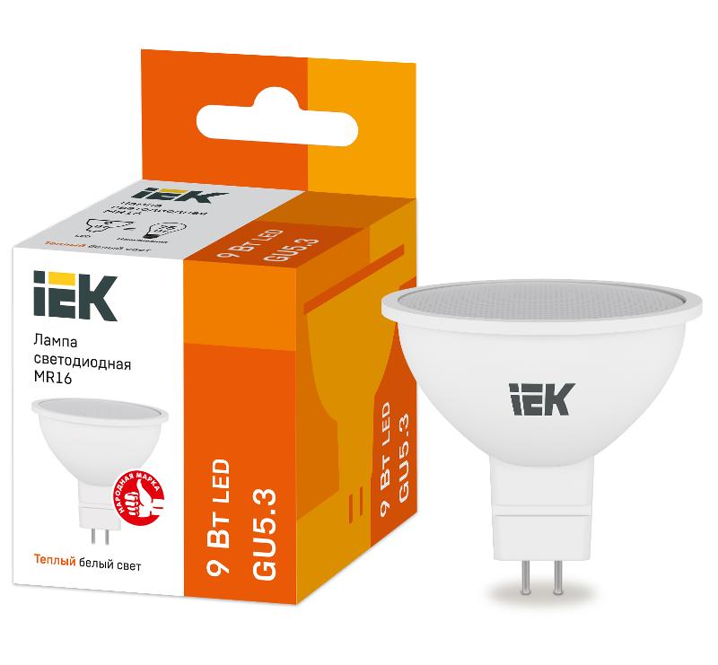 Лампа светодиодная LED MR16 софит 9Вт 230В 3000К GU5.3 | LLE-MR16-9-230-30-GU5 | IEK — IEK (ИЭК)
