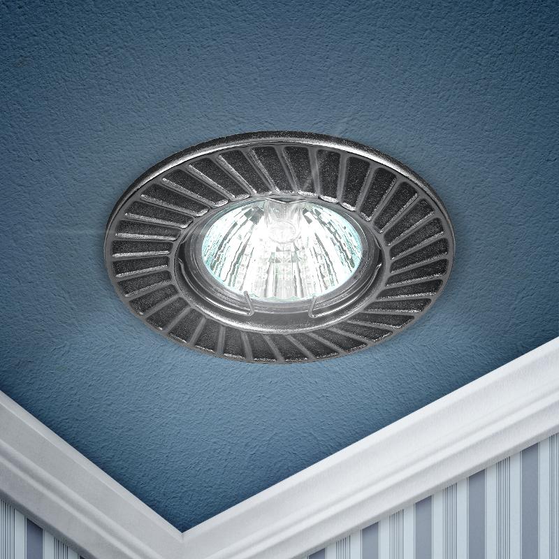 Светильник встраиваемый ST6 CH/BK штампованный MR16,12V/220V, 50W черный/хром | Б0036489 | ЭРА — миниатюра 1