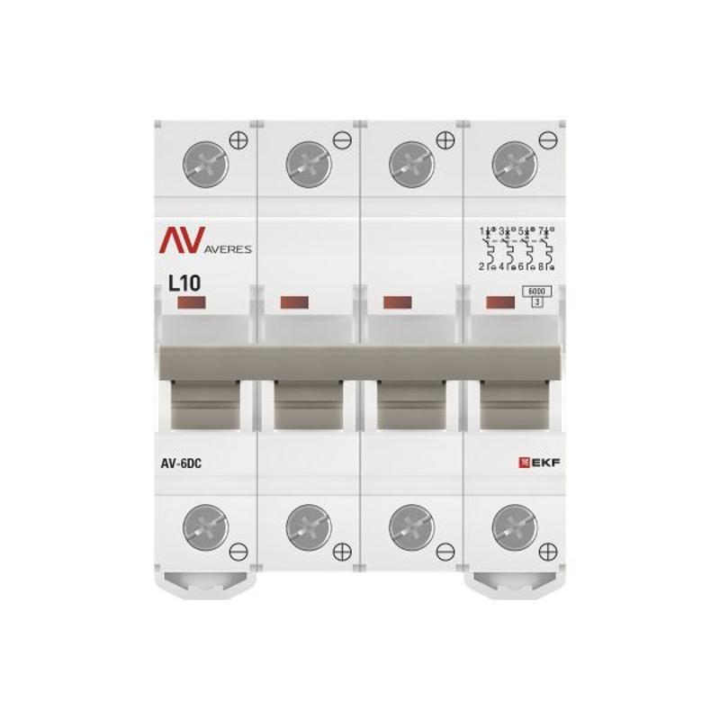 Выключатель автоматический AV-6 DC 4P 10A (L) 6kA AVERES | mcb6-DC-4-10L-av | EKF — миниатюра 4