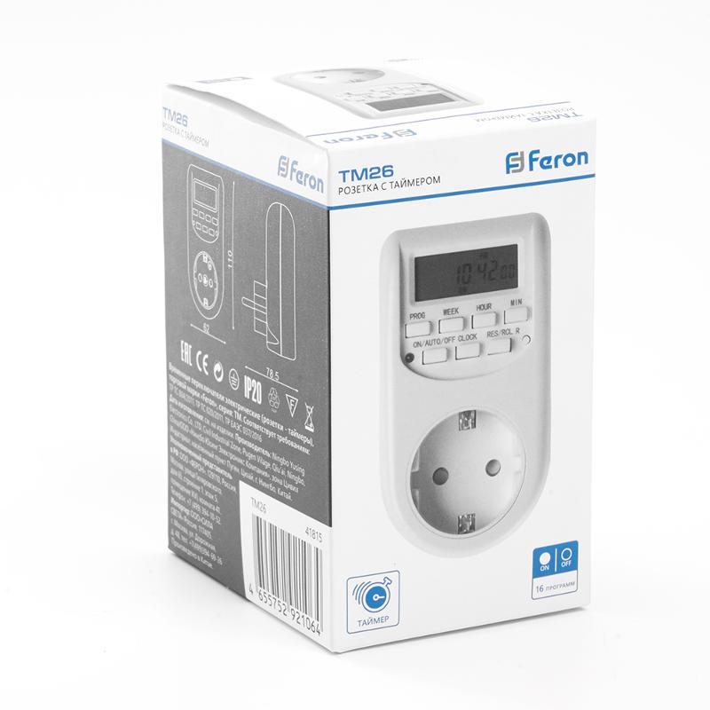 Розетка с таймером (недельная) 2300W/10A 230V, TM26 | 41815 | FERON — миниатюра 3
