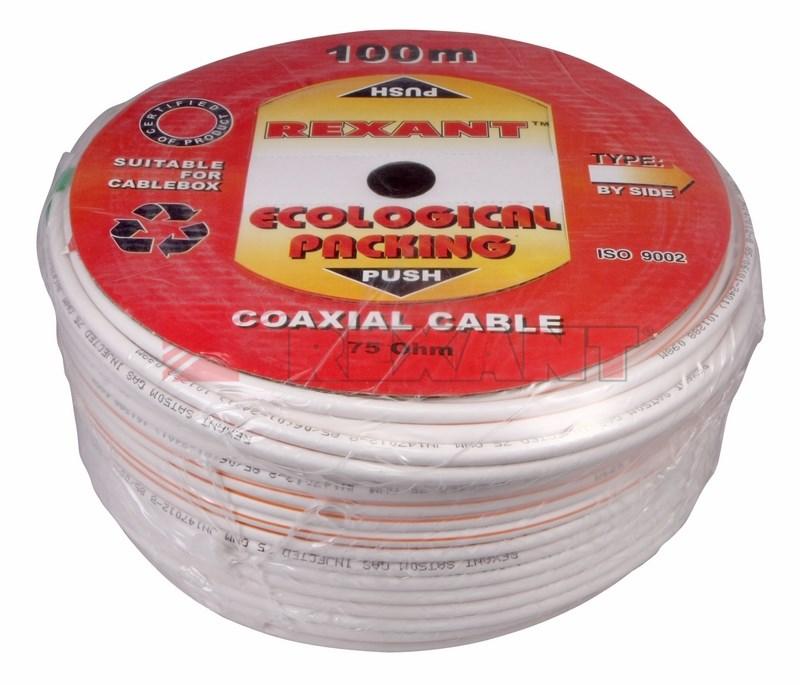 Кабель SAT 50 M, Cu/Al/Cu, (75%), 75 Ом, 100м., белый | 01-2401 | REXANT — миниатюра 2