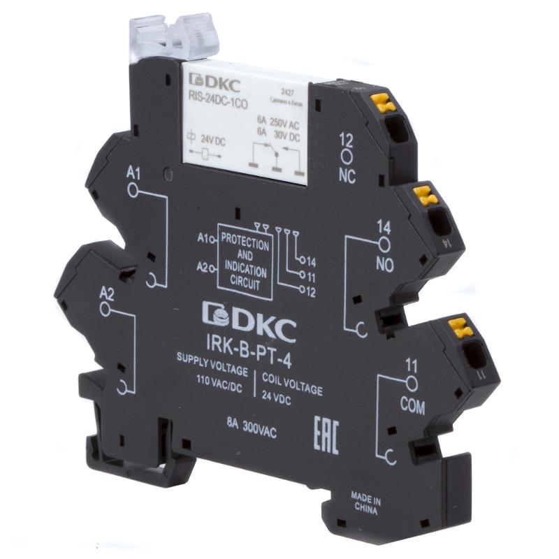 Реле интерфейсное, 1CO, ком. ток 6А, AgSnO2, напряжение 110V AC/DC, push-in клеммы. | IRK-110UC-1CO-PT | DKC — миниатюра 2