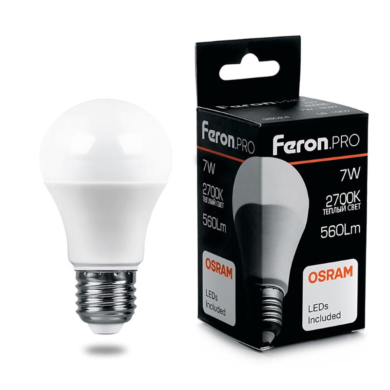 Лампа светодиодная .PRO LB-1007 Шар E27 7W 2700K OSRAM LED | 38023 | Feron — фото 1 | Sento