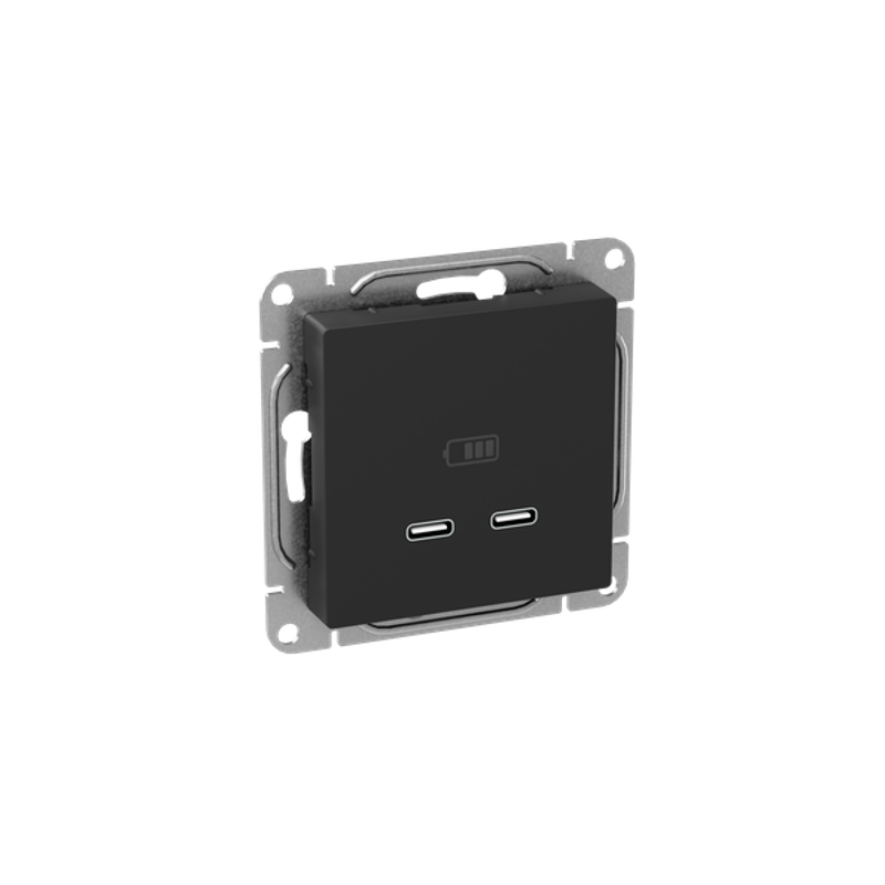 Механизм розетки USB-C - 2шт, чёрный Эпика EKF | UP1-SOB-2USBC | EKF — миниатюра 2