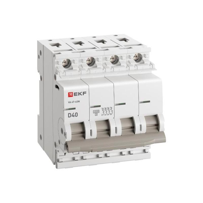 Выключатель автоматический ВА 47-63N 4P 40А (D) 4,5 кА PROXIMA |M634440D|EKF — миниатюра 4