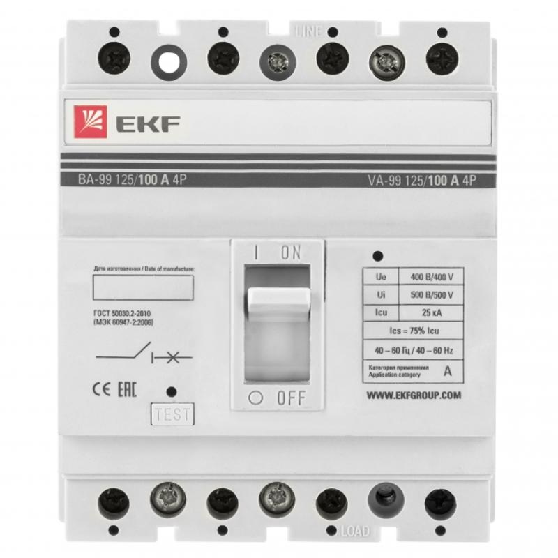 Выключатель автоматический ВА-99 125/100А 4P 25кА EKF | mccb99-125-100-4P | EKF — EKF
