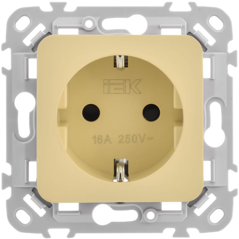 FLITE Розетка с заземлением без шторок быстрозажимные клеммы 16А РС11-1-ФлН навахо | FI-R11-16-1-K87 | IEK — миниатюра 2