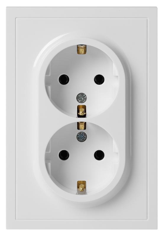 Розетка Galaxy 15-2105-01 с заземлением двойная 2X2P+E Schuko со шторками IP20 16А-250В белый | Б0070697 | ЭРА — миниатюра 5