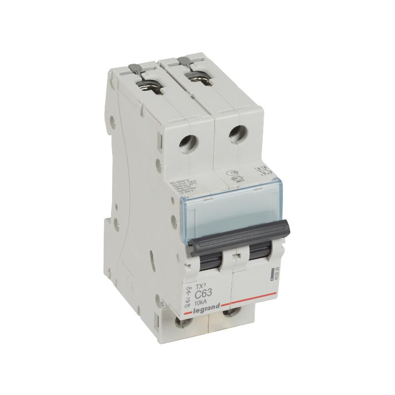 Выключатель автоматический двухполюсный TX3 6000 63А C 10кА | 403936 | Legrand — Legrand