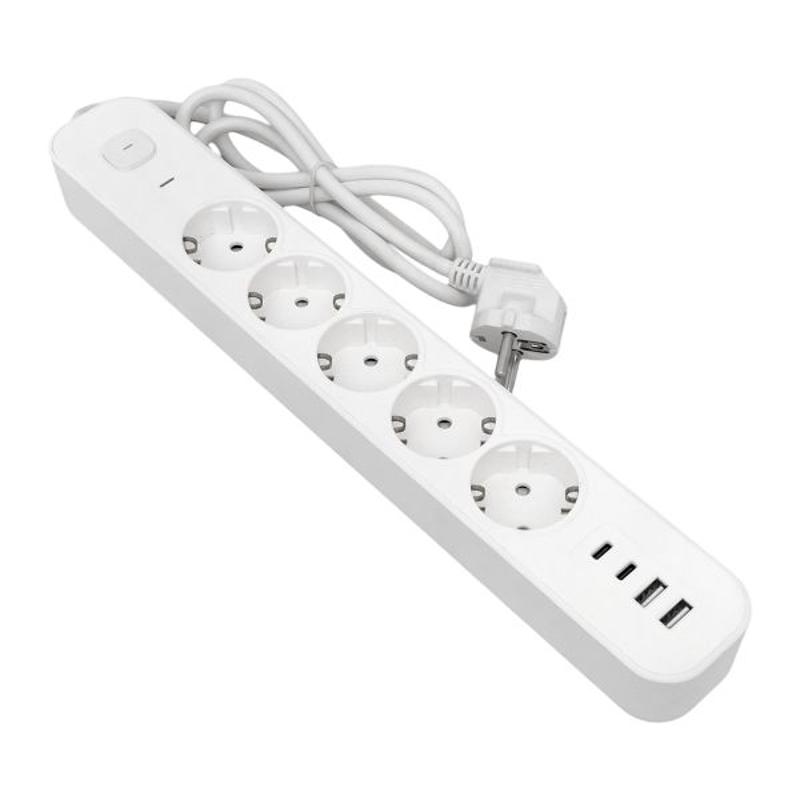 Удлинитель LUX 5 гнезд 2USB 2,4А+2type-C 3 метра 1,5мм2 | UBA-LUX-503-TC | EKF — EKF