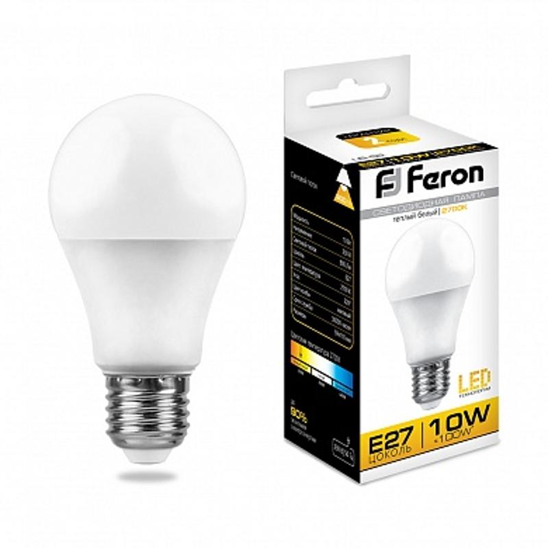 Лампа светодиодная LB-92 (10W) 230V E27 2700K A60 | 25457 | FERON — фото 1 | Sento