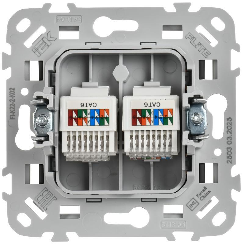 FLITE Розетка 2-ая компьютерная RJ45 кат.6 UTP РК6-2-0-ФлЧ черный | FI-K22-2-K02 | IEK — миниатюра 3