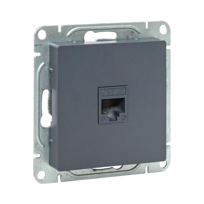 Механизм розетки RJ45 (cat5), графит Эпика  |UP1-SOG-RJ45-5| EKF — EKF