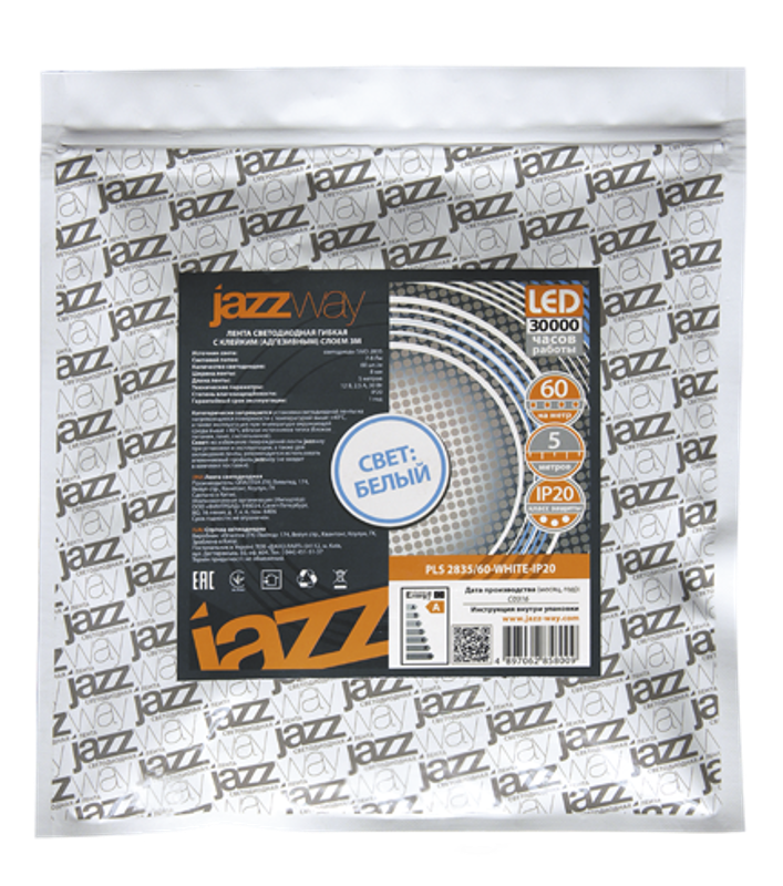 Лента светодиодная LED PLS 2835/60 6Вт 12В 3500К IP20 5м | 2858023 | Jazzway — миниатюра 3