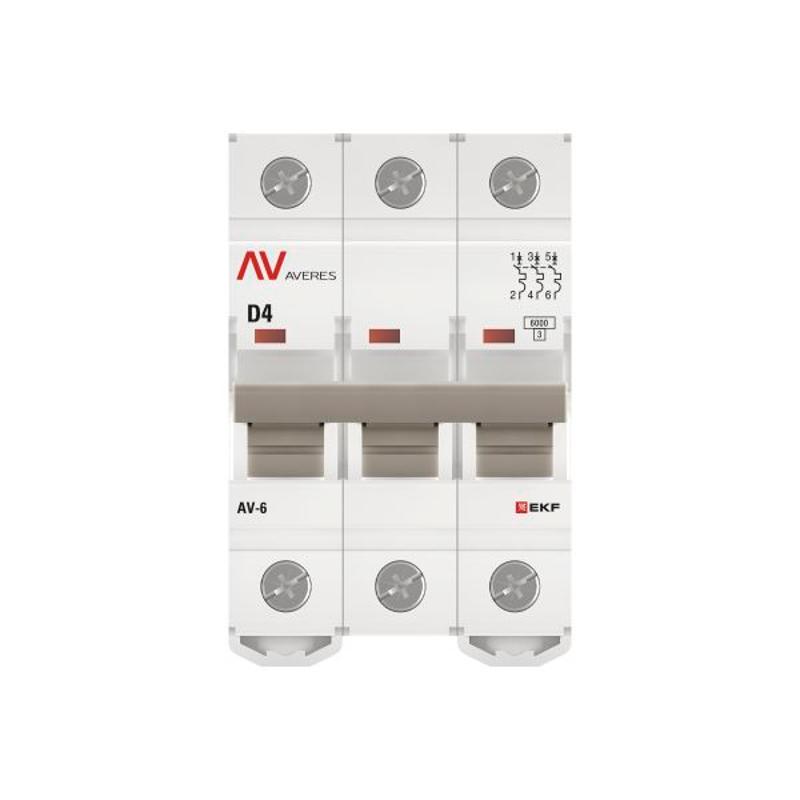 Выключатель автоматический трехполюсный AV-6 4А D 6кА AVERES | mcb6-3-04D-av | EKF — миниатюра 10