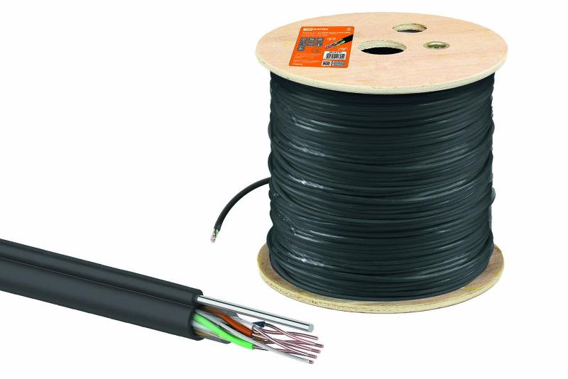 Кабель витая пара U/UTP Cat 5e 4х2х24AWG (305м) solid, PE для наружн. прокл., чёрный, трос 1,2мм | SQ0107-0107 | TDM — TDM ELECTRIC